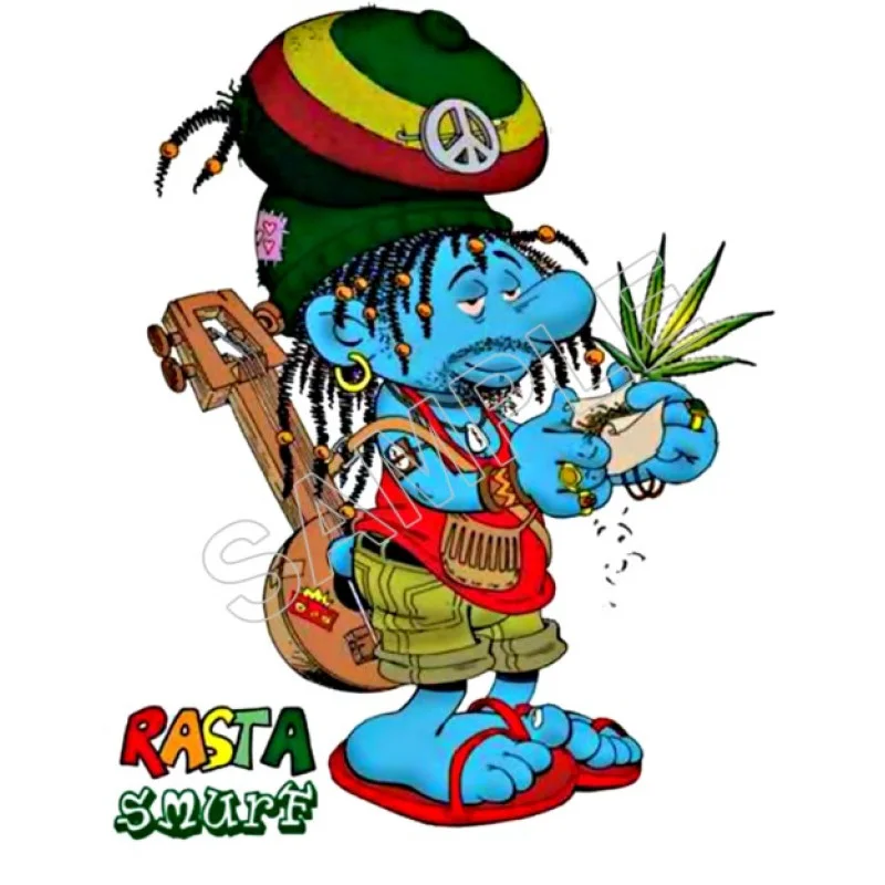 Marijuana Rasta Smurf  DTF Iron on Transfer - Ready to Press #2