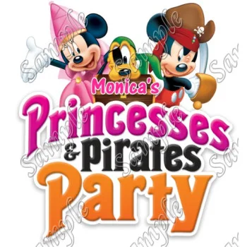 Princesses  and Pirates Party  Mickey Mouse  Personalized  Custom  DTF Iron on Transfer - Ready to Press #38