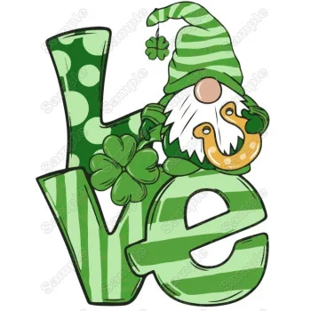 Saint Patrick's Day Gnome Love DTF Heat  Iron on Transfer - Ready to Press 