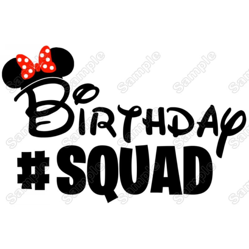 Birthday  #Squad  Minnie Mickey Girl  DTF Iron on Transfer - Ready to Press