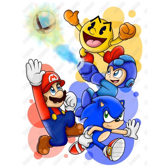 Mario Kirby Sonic Heat Iron On Transfer for T shirts (KRAFTYME.COM)