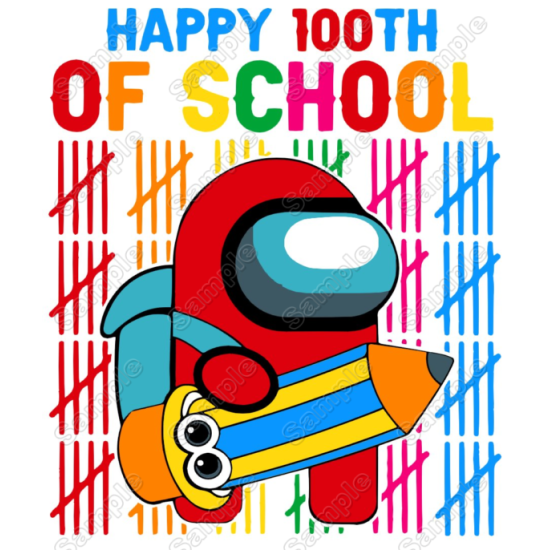 100 Days of School Among US Heat Iron On Transfer for T shirts (KRAFTYME.COM)