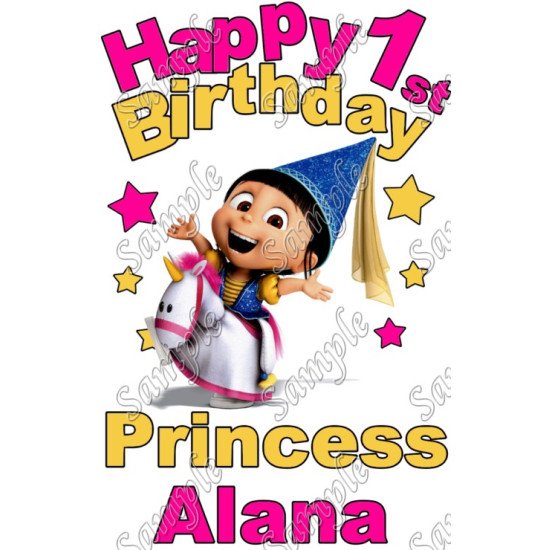 Agnes Despicable me Birthday Princess  Personalized   T Shirt Iron on Transfer N17 (KRAFTYME.COM)