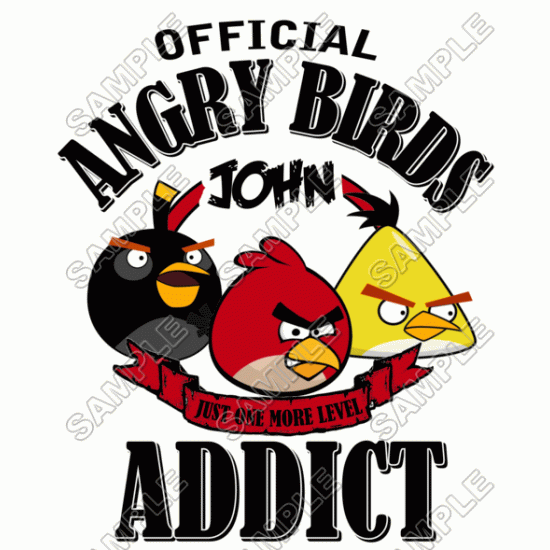 Angry Birds Addict Birthday  Personalized  Custom  Heat Iron On Transfer for T shirts N15 (KRAFTYME.COM)