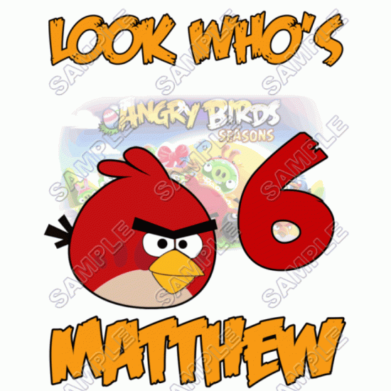 Angry  Birds  Birthday  Personalized  Custom  Heat Iron On Transfer for T shirts N16 (KRAFTYME.COM)