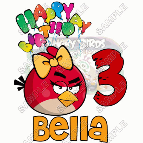 Angry  Birds  Birthday  Personalized  Custom  Heat Iron On Transfer for T shirts N17 (KRAFTYME.COM)