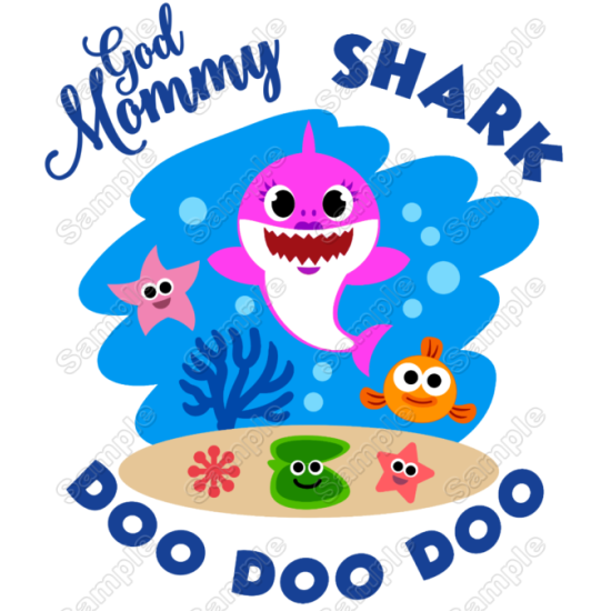 Baby Shark God Mommy T Shirt Iron on Transfer   N1 (KRAFTYME.COM)