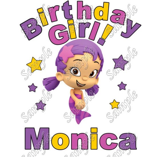 Birthday Girl Bubble Guppies Oona  Personalized Custom Heat Iron On Transfer for T shirts N23 (KRAFTYME.COM)