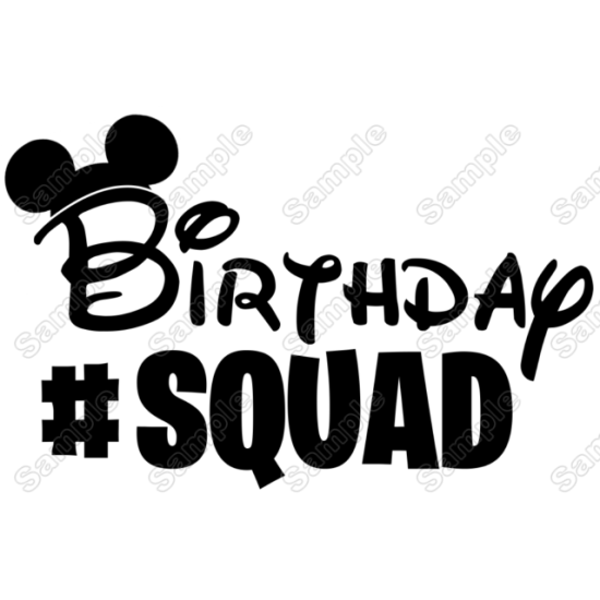 Birthday  #Squad  Minnie Mickey Girl  Heat Iron On Transfer for T shirts (KRAFTYME.COM)