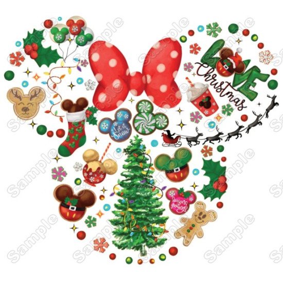 Christmas Disney World  Mickey and Minnie Heat Iron On Transfer for T shirts (KRAFTYME.COM)