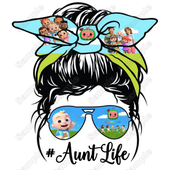 Cocomelon Messy Bun  AuntLife Heat Iron On Transfer for T shirts (KRAFTYME.COM)