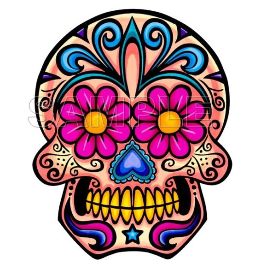 Day of the Dead  Día de Muertos Skull Heat Iron On Transfer for T shirts N6 (KRAFTYME.COM)