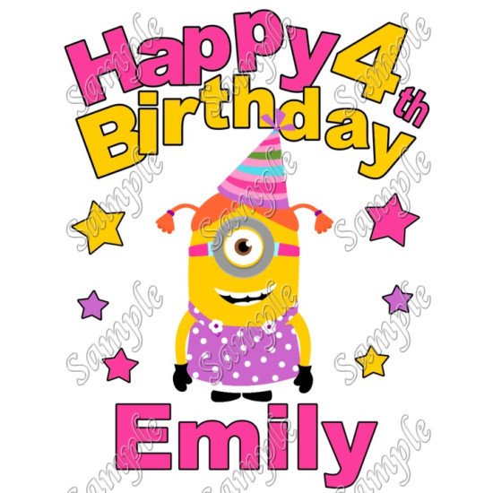 Despicable me Minion   Birthday  Personalized  Custom  Heat Iron On Transfer for T shirts N40 (KRAFTYME.COM)