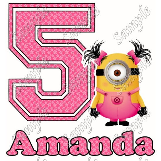 Despicable me Minion Girl   Birthday  Personalized  Custom  Heat Iron On Transfer for T shirts N93 (KRAFTYME.COM)