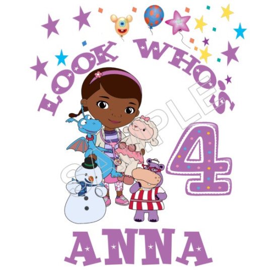 Doc McStuffins  Birthday Personalized Custom Heat Iron On Transfer for T shirts N69 (KRAFTYME.COM)