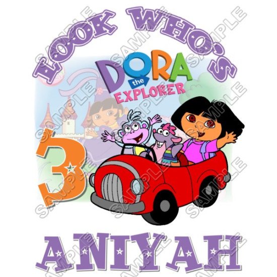 Dora  Birthday  Personalized  Custom  Heat Iron On Transfer for T shirts N15 (KRAFTYME.COM)