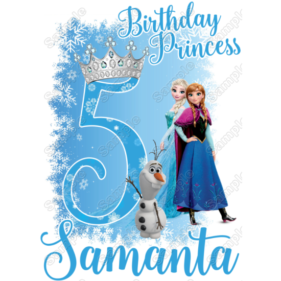 Frozen Anna Elsa  Birthday Heat Iron On Transfer for T shirts (KRAFTYME.COM)