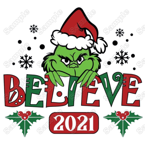 Grinch Christmas  Believe  Heat Iron On Transfer for T shirts (KRAFTYME.COM)