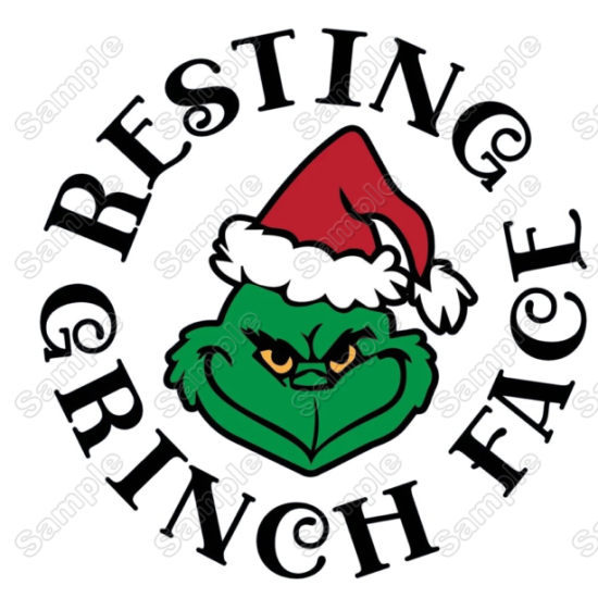 Grinch face Christmas Heat Iron On Transfer for T shirts (KRAFTYME.COM)