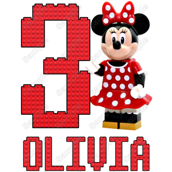 Lego Minnie Mouse  Birthday  Personalized  Custom  T Shirt Iron on Transfer (KRAFTYME.COM)