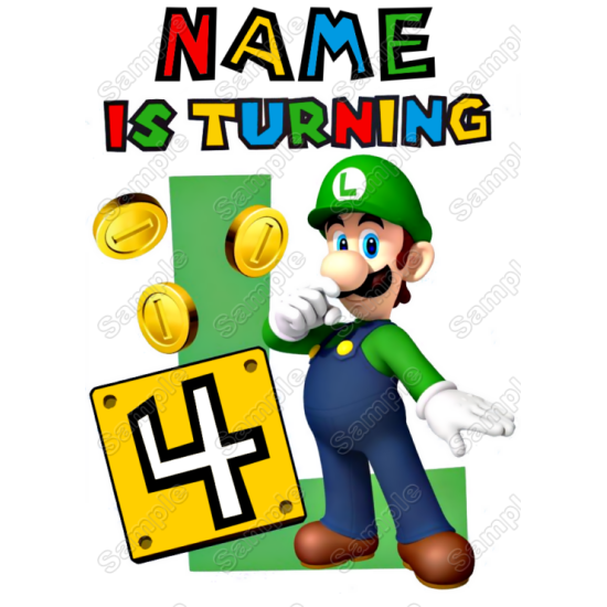 Luigi Mario Birthday  Personalized  Custom  T Shirt Iron on Transfer  N2 (KRAFTYME.COM)