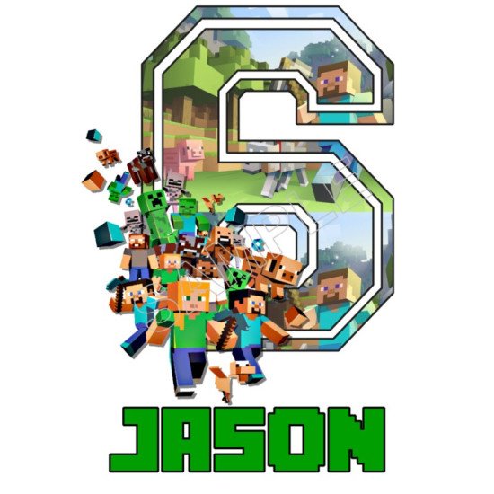 Minecraft  Birthday  Personalized  Custom  T Shirt Iron on Transfer  N1 (KRAFTYME.COM)