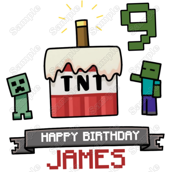 Minecraft  Birthday  Personalized  Custom  T Shirt Iron on Transfer  N12 (KRAFTYME.COM)