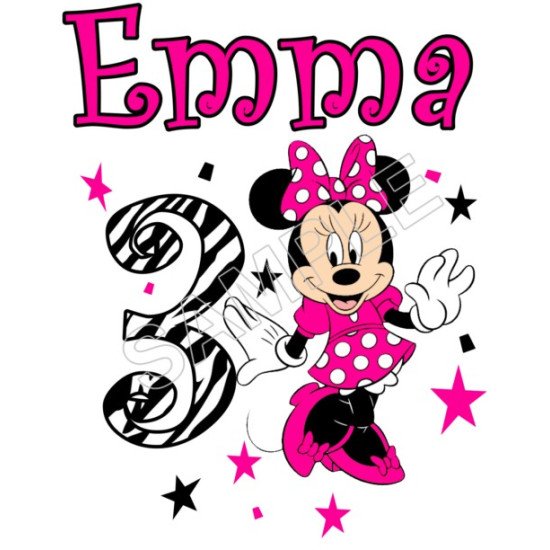 Minnie Mouse Zebra  Birthday Personalized Custom T Shirt Iron on Transfer  N107 (KRAFTYME.COM)