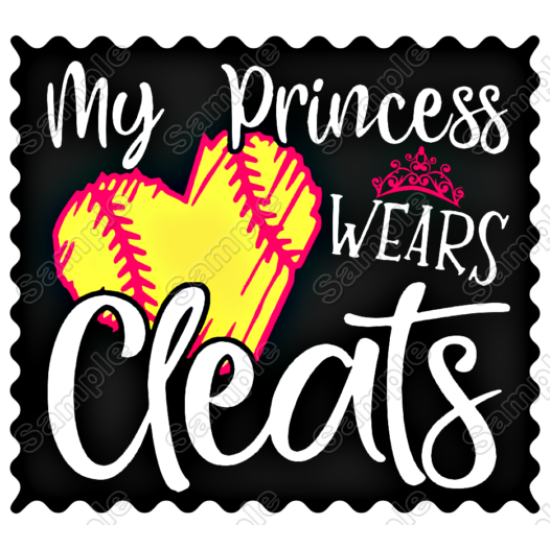 My Princess Wears Cleats Softball Mom Heat Iron On Transfer for T shirts (KRAFTYME.COM)