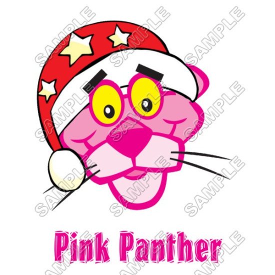 Pink Panther  Christmas Santa Heat Iron On Transfer for T shirts N6 (KRAFTYME.COM)