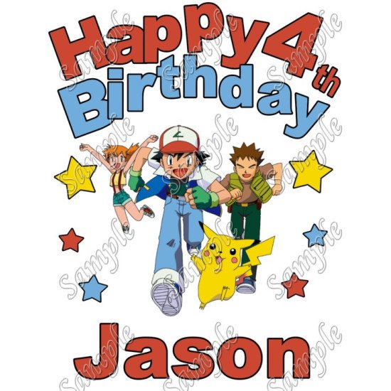 Pokemon  Birthday  Personalized  Custom  Heat Iron On Transfer for T shirts N23 (KRAFTYME.COM)