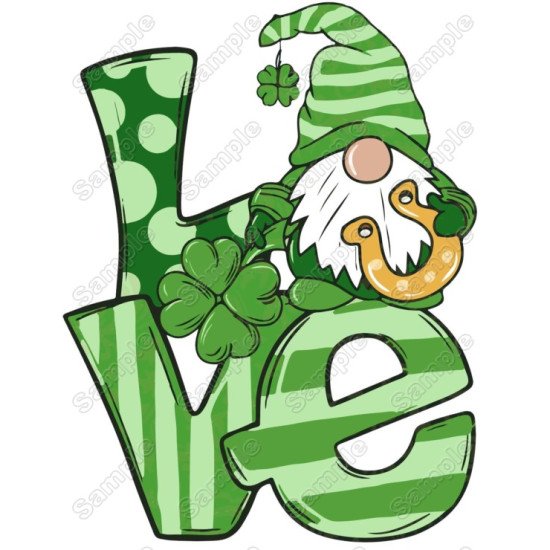 Saint Patricks Day Gnome Love T Shirt Heat  Iron on Transfer (KRAFTYME.COM)