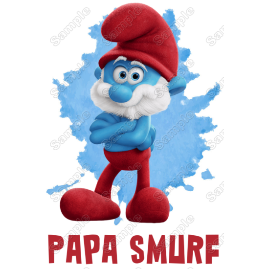 Smurf Papa Family Member Birthday Custom Heat Iron On Transfer for T shirts (KRAFTYME.COM)