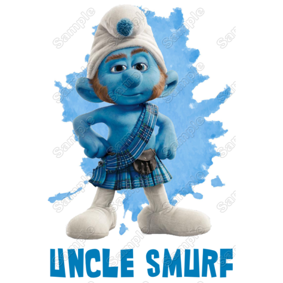 Smurf Uncle Family Member Birthday Custom Heat Iron On Transfer for T shirts (KRAFTYME.COM)