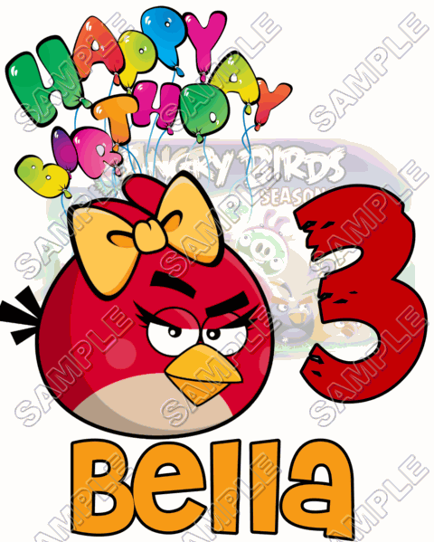 Angry  Birds  Birthday  Personalized  Custom  DTF Iron on Transfer - Ready to Press #17